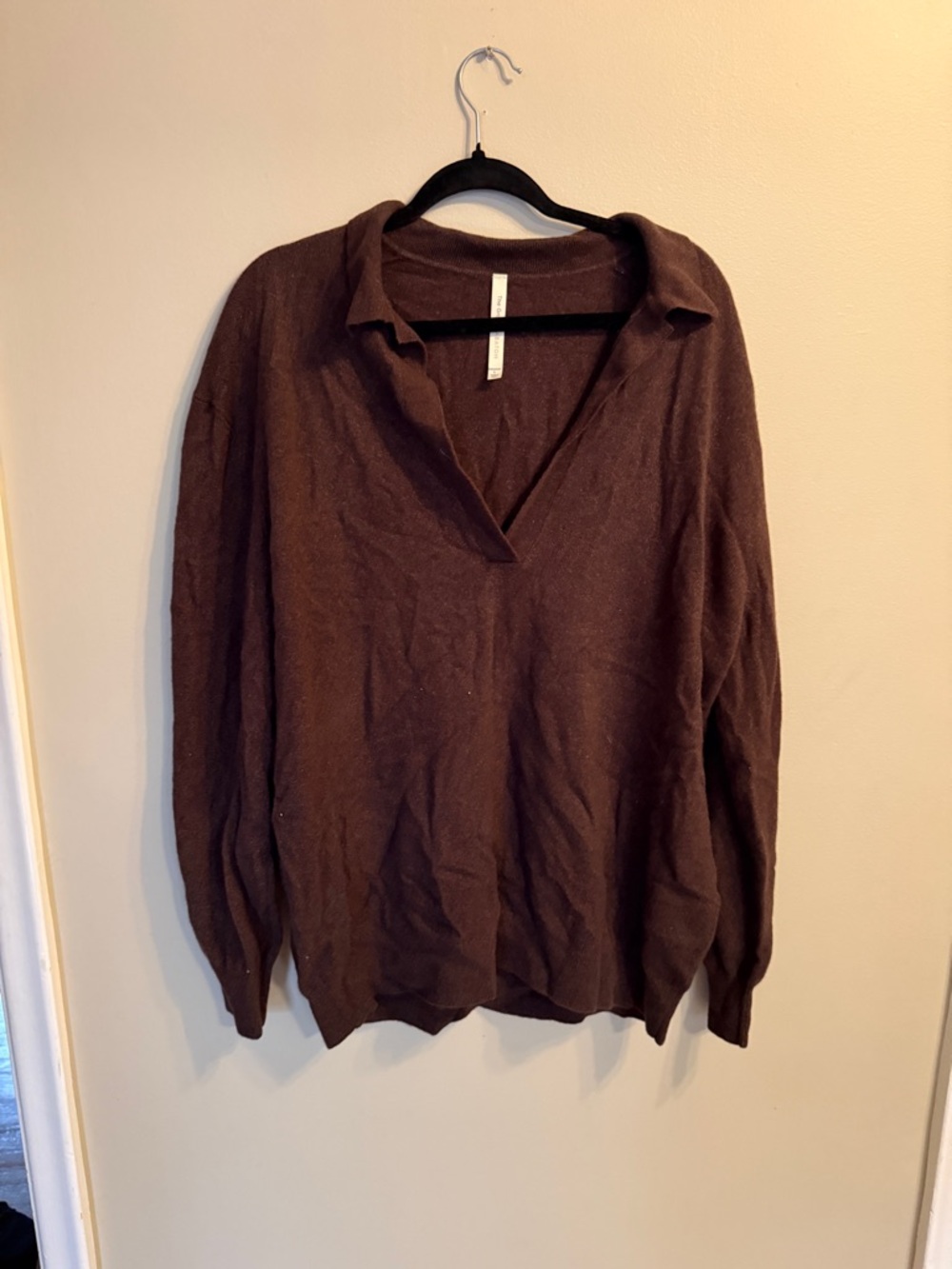 Babaton Brown V-Neck Polo Sweater